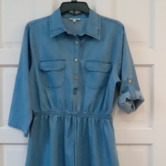 MPH Collection Denim Shirt Dress Blue Size L - Picture 4 of 9
